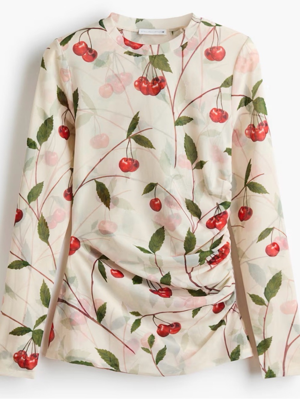 STELLA MCCARTNEY H&M CHERRY-PRINT MESH LONG SLEEVE TOP SIZE SMALL NWT